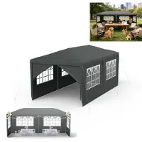 XINZI Pavillon 3x6 m Pavillon de jardin Tente de réception Gazebo avec parois latérales amovibles, imperméable, structure en acier stable, pour garden-party, anthracite