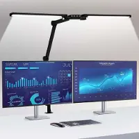 ROSNEK Lampe de bureau LED 24W Klemmbar 95cm Double tête Dimmable 5 couleurs température de protection des yeux Lampe de bureau avec bras pivotant Lampe lumière du jour