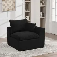 LVHOM Fauteuil modulaire avec coussin, Canapé individuel Tissu velours côtelé Fauteuil de relaxation Fauteuil TV, Noir
