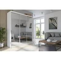 MargaretHadas24 Armoire Darix de 180 cm avec miroir, 3 portes coulissantes (couleur : blanc)