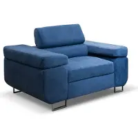 MargaretHadas24 Fauteuil Marlene avec appuie-tête réglables 135 cm Livraison à domicile Salon Fauteuil confortable Appartement Fauteuil relax (couleur : bleu Vena 12)