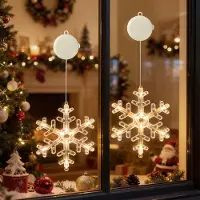 ROSNEK 2 pièces Flocon de neige LED Chaîne d'éclairage de fenêtre avec ventouse Pour la fête de Noël Décoration de fenêtre suspendue