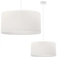 Light11 HOME Suspension En Jute Blanche 1 Abat-Jour Plat Blanc 35Cm E27
