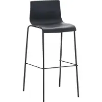 In And OutdoorMatch Tabouret de bar classique Emory - Noir - Design moderne - Chaises de bar ergonomiques - Lot de 1 - Avec dossier - Repose-pieds - Pour la cuisine et le bar - Assise en plastique