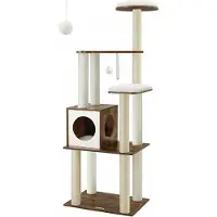In And OutdoorMatch Arbre à chat de luxe Carroll - 165 cm - pour chats - Gris - lit-hamac doux pour chats - Jouets pour chats - convient aux petits et grands chatons