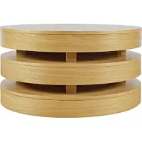 FURNLUX Table basse Avola chêne 92cm / Couleur principale : Beige / Dimensions : 92 x 49 x 92 cm