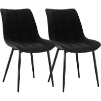 Happyment Chaises de salle à manger – Noir – Lin – Fauteuils avec accoudoirs – Lot de 2