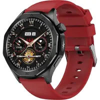 Douself ET480 Smartwatch, montre de sport, écran de 1,43 pouces, traqueur de fitness, Bluetooth 5.2, plusieurs modes de sport, bracelet en silicone, rouge