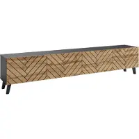 MINIO go for it , Buffet TV, Armoire RTV debout LOKET, 4 abattants, 190 cm, Chêne Wotan / Couleur noir