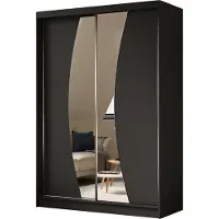 MargaretHadas24 Armoire Vex de 150 cm avec miroir, 2 portes coulissantes (couleur : noir)
