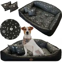 EDANTI Literie Pour Chiens Waterproof Sofa 100X75 Cm Shell Bedding Pillows Couch Sofa Bones Silver