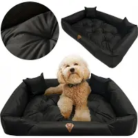 EDANTI Literie pour chien imperméable Sofa 115X95 Cm Literie Oreillers Canapé Sofa Noir