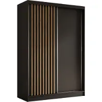 MargaretHadas24 Armoire Erika de 150 cm avec lamelles sans miroir, comprenant 2 portes coulissantes Armoire à portes coulissantes (couleur : noir, noir, lamelles Artisan)