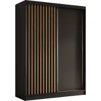 MargaretHadas24 Armoire Erika de 160 cm avec lamelles sans miroir, comprenant 2 portes coulissantes Armoire à portes coulissantes (couleur : noir, noir, lamelles Artisan)