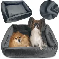 EDANTI Litière pour chien Litière 120X90 Cm Oreillers Canapé Sofa Playpen Velours Gris