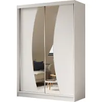 MargaretHadas24 Armoire Vex de 150 cm avec miroir, 2 portes coulissantes (couleur : blanc)