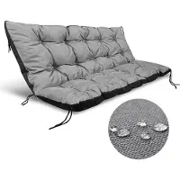 EDANTI Jeu de Coussins Siège + Dossier Pour Banc de Palette Avec Sangles Imperméable Balançoire de Jardin Terrasse Gris 120X80Cm 120X40Cm