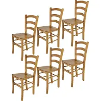 STOCK LINE t m c s Tommychairs - Lot de 6 chaises VENICE pour la cuisine et la salle à manger, structure robuste en bois de hêtre laqué ton chêne et assise en bois