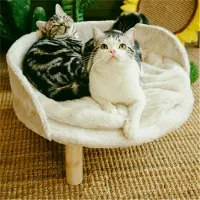 WISFOR Canapé pour chien avec housse douce, Canapé pour animaux de compagnie Canapé pour chat pieds en bois dossier,Lit pour chien 41.5 × 32.8cm