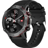 Douself Montre de sport intelligente ELF3, écran tactile TFT 1,39 pouce/IP67 étanche/multiples modes sport/appel de messages/rappel de séance/prise de photos à distance, noir, vinyle