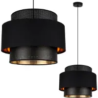 Light11 HOME Asti Trio Lampe À Suspendre Noir Et Or 40Cm Résille