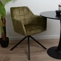 Zesso Milton & Oldbrook Velours Chaise de salle à manger pivotante Malmo Luxe Vert