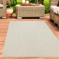 Carpetia Tapis Outdoor Salon résistant aux intempéries avec motif de lignes rectangulaires en crème Taille - 80 x 150 cm