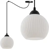 Light11 HOME Suspension Riffle araignée noir 1 flamme verre blanc boule E27