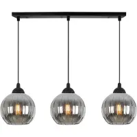 Light11 HOME Suspension Costa noire – suspension à 3 ampoules avec boules graphite E27