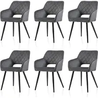 CLIPOP Loisirs Chaises de salle à manger en velours, lot de 6, pour la maison, la salle à manger, la cuisine, gris foncé