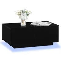 CLIPOP Table basse,100x55x40cm Table basse, Table de salon brillante avec 4 tiroirs,Noir