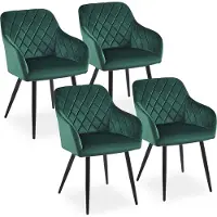 CLIPOP Chaises de salle à manger, lot de 4 chaises de cuisine en velours, chaises rembourrées avec dossier, vert