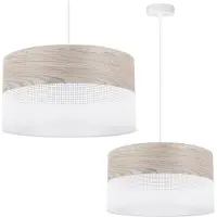 Light11 HOME Lampe à suspension unique, abat-jour en placage de chêne blanc, 40 cm