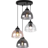 Light11 HOME Lampe à suspendre Venice à 4 flammes avec abat-jour en verre mixte E27