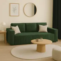 Sofello Canapé-lit GUTTO CORDA GREEN en tissu velours avec fonction sommeil - design moderne dans des couleurs à la mode