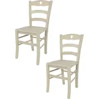 STOCK LINE t m c s Tommychairs - Lot de 2 chaises CUORE pour la cuisine et la salle à manger, structure robuste en bois de hêtre, laqué blanc aniline et assise (siège encastré) en bois