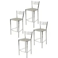 STOCK LINE t m c s Tommychairs - Lot de 4 tabourets de bar modernes ELEGANCE pour la cuisine et la salle à manger, structure robuste en acier chromé, assise rembourrée recouverte de similicuir gris clair