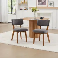 LVHOM Chaise rembourrée massive (lot de 2) recouverte de lin, chaise de salle à manger ergonomique avec dossier, chaise de cuisine, chaise de salon Mid Century, Gris