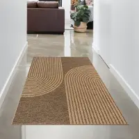 Carpetia Tapis d'intérieur et d'extérieur à motifs géométriques en arc marron beige Taille - 80 x 150 cm