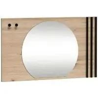 Minio , miroir "CALI 21", miroir pour la coiffeuse, miroir sur plaque, lamelles, chêne Artisan / couleur noire