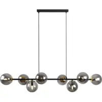Light11 HOME Suspension Siena noir-or 8 flammes verre gris fumé E14