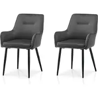 CLIPOP Chaise de salle à manger,set de 2 chaises rembourrées,chaise en velours avec pieds en métal, gris