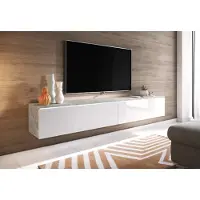 MINIO go for it , Armoire TV "DONNA", 180cm, Debout, Suspendu, Béton / Couleur blanc brillant