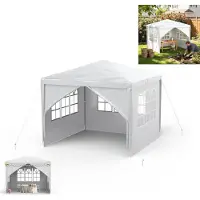 XINZI Pavillon 3x3 m Pavillon de jardin Tente de réception Gazebo avec parois latérales amovibles, imperméable, structure en acier stable, pour les fêtes dans le jardin, blanc