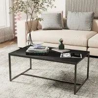 WISFOR Table basse 100x60x43cm marbre Table d'appoint design rectangulaire Table basse avec piètement métal,Gris foncé