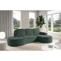 Sofello Canapé d'angle GUTTO MOLLY aux formes arrondies, revêtu d'un tissu teddy dans des tons crème, beige et vert doux – un design moderne et élégant Nouveauté 2025 (avec fonction convertible)