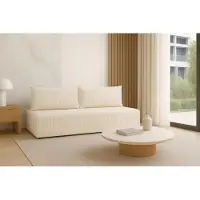 Sofello Canapé LUNO avec fonction sommeil Crème - Canapé moderne en velours côtelé pour votre salon, surface de couchage : 204×144 cm