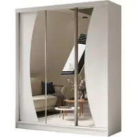 MargaretHadas24 Armoire Vex de 180 cm avec miroir, 3 portes coulissantes (couleur : blanc)