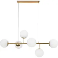 Light11 HOME Plafonnier Siena Gold 6-flamme verre blanc E14 bras longs