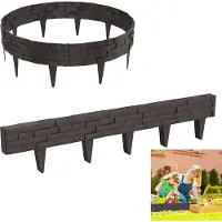 XINZI Bordure de pelouse Bordure de parterre Palissade de jardin aspect pierre, bordure de parterre Bordure de tonte Bordures en plastique avec 5 éléments de 100 cm (5 m, marron)